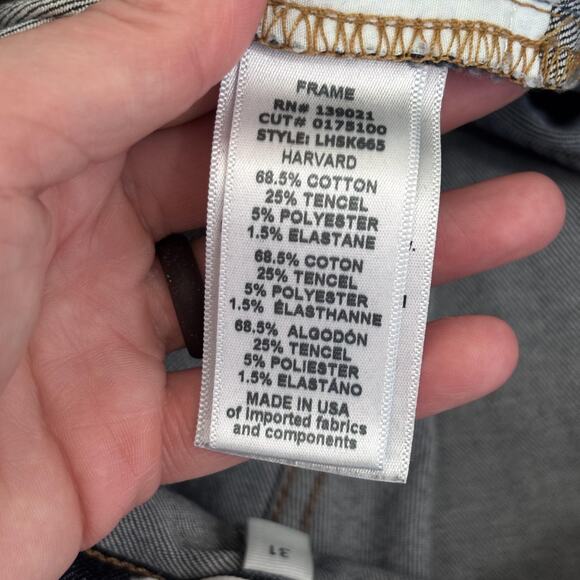 Frame Jeans Size 31 Le High Skinny Ankle Stretch Dark Distressed Harvard USA - Picture 11 of 13